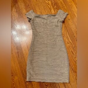 Brat Star champagne Textured Mini Dress